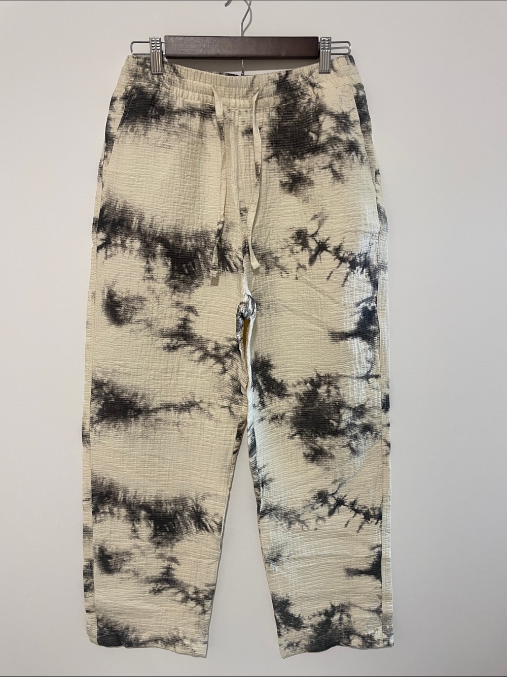 Zara Black & Cream Tie-Dye Drawstring Joggers